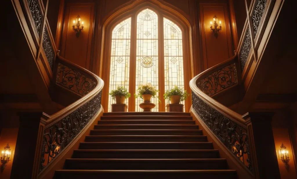 نورپردازی لوکس راه پله ها؛ انتخاب چراغ دیواری و لوستر مناسب 2 انتخاب چراغ دیواری و لوستر مناسب