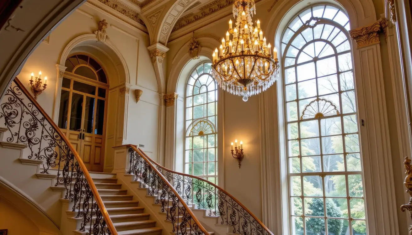 انتخاب چراغ دیواری و لوستر مناسب - نورپردازی راه پله ها